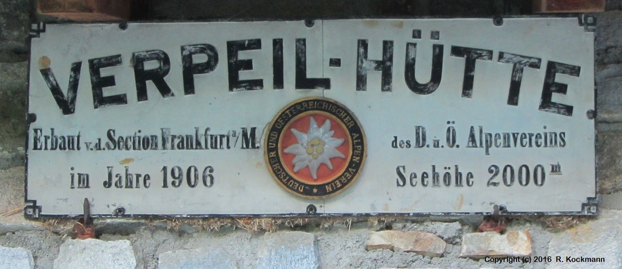 Das alte Schild der Verpeilhtte