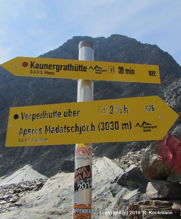 Das Apere Madatschjoch haben wir hinter uns, zur Kaunergrathtte jetzt nur noch 30 Minuten