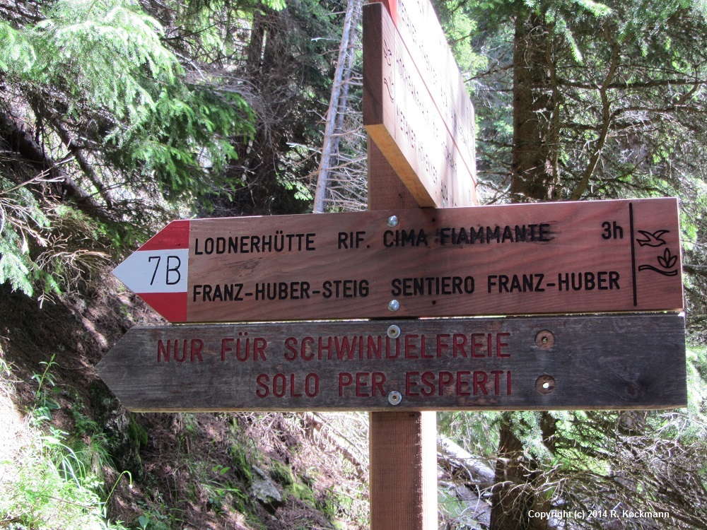 Nur fr Schwindelfreie: der Weg zur Lodnerhtte ber den "Franz-Huber-Steig"