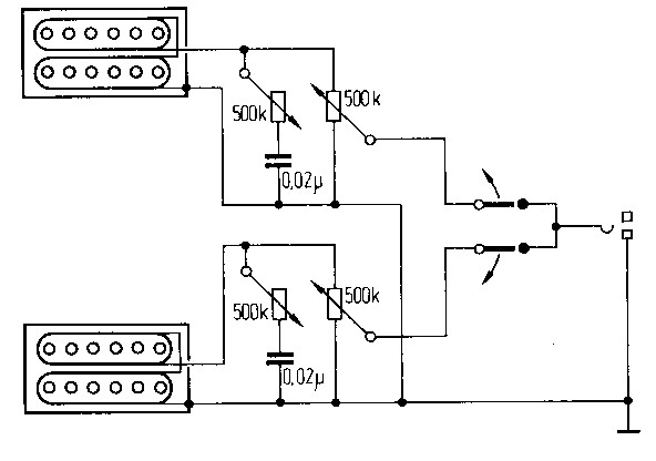 Schaltung der Gibson Les Paul (Skizze: Lemme)