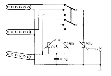 Schaltung der Stratocaster (Skizze: Lemme)